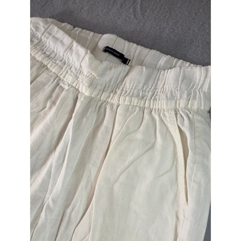 Marfinno Womens White Textured Elastic Waist Jogger Pants Size M